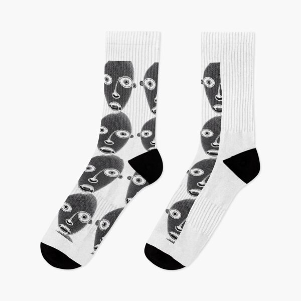 Item preview, Monochrome Abstract Faces seamless Pattern in Surrealist Style designed and sold by MrDRK1536.