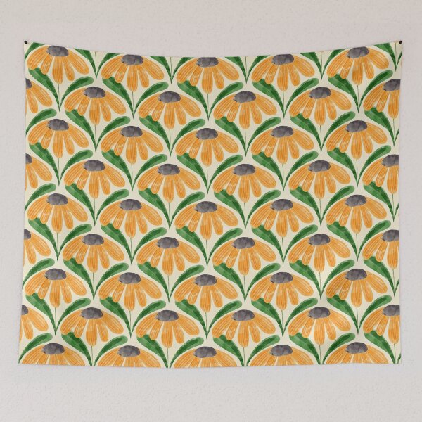 Aperçu de l'œuvre Motif de fleur de Susan aux yeux noirs jaune créée et vendue par Fern and Quill.