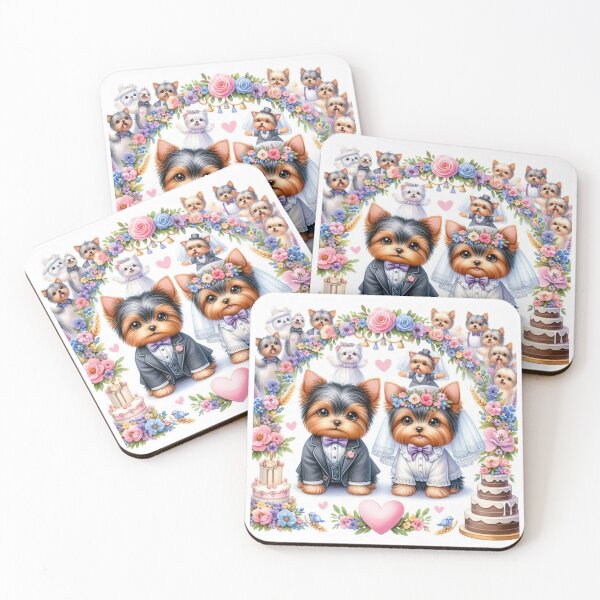 Item preview, Just Married Yorkshire Terrier Yorkie Couple designed and sold by Wags & Tails.