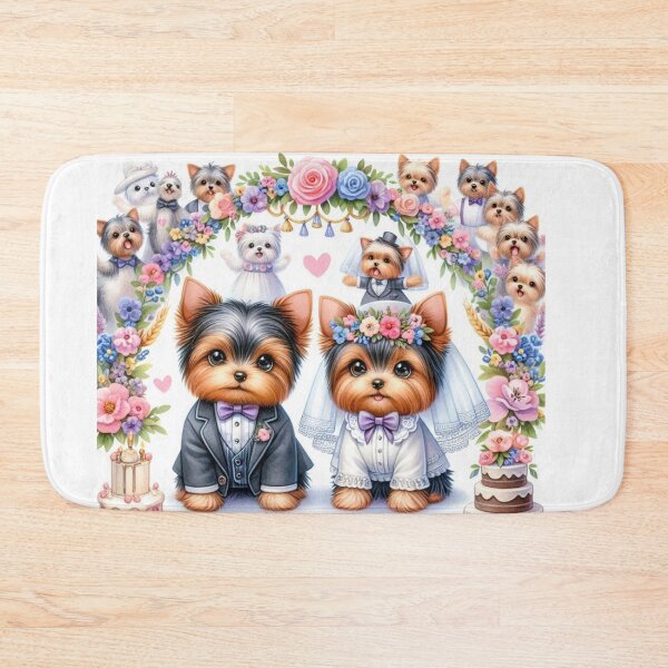 Item preview, Just Married Yorkshire Terrier Yorkie Couple designed and sold by Wags & Tails.