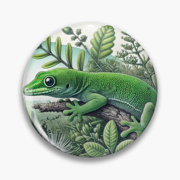Item preview, Green Gecko in New Zealand Shrub: Native Gecko Art designed and sold by NocturnalNook.
