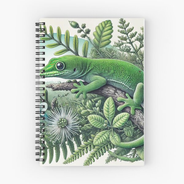 Item preview, Green Gecko in New Zealand Shrub: Native Gecko Art designed and sold by NocturnalNook.