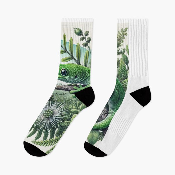 Item preview, Green Gecko in New Zealand Shrub: Native Gecko Art designed and sold by NocturnalNook.