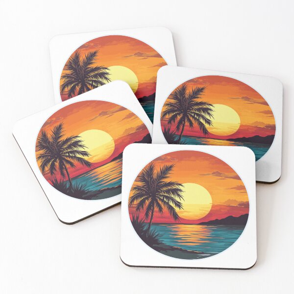 Item preview, Retro summer sunset palms sticker style designed and sold by SmileshareShop.