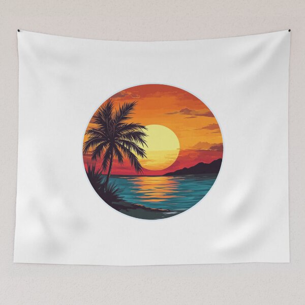 Item preview, Retro summer sunset palms sticker style designed and sold by SmileshareShop.