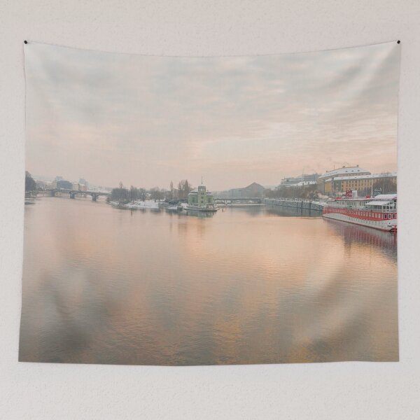 Item preview, Winter Sunrise Over Stvanice Power Plant designed and sold by rawshutterbug.