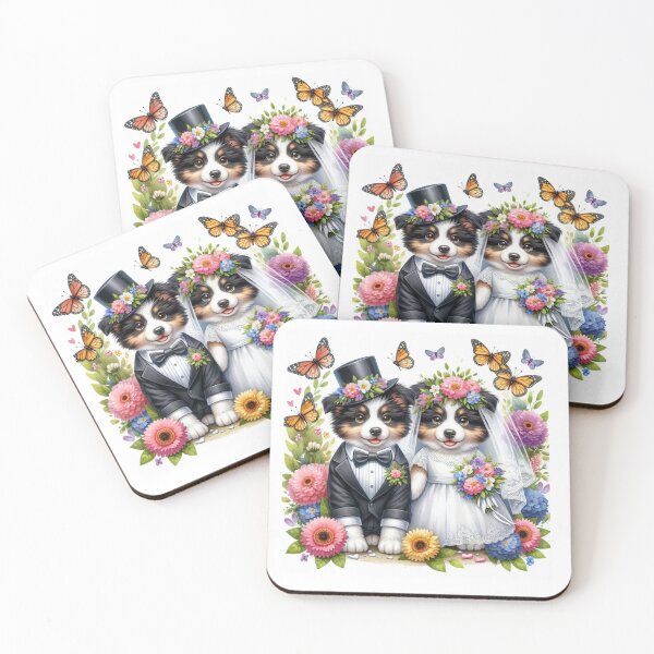 Item preview, Just Married Border Collie Couple designed and sold by Wags & Tails.