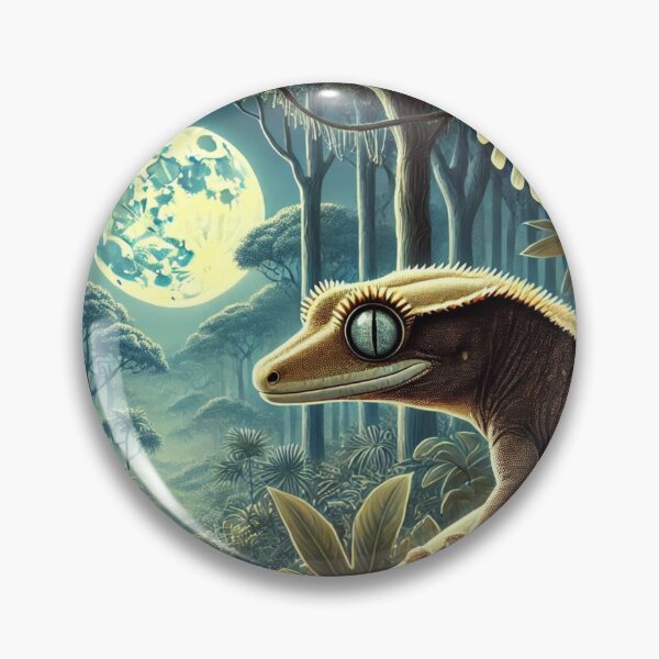 Item preview, Crested Gecko at Night: Enchanted New Caledonian Forest designed and sold by NocturnalNook.