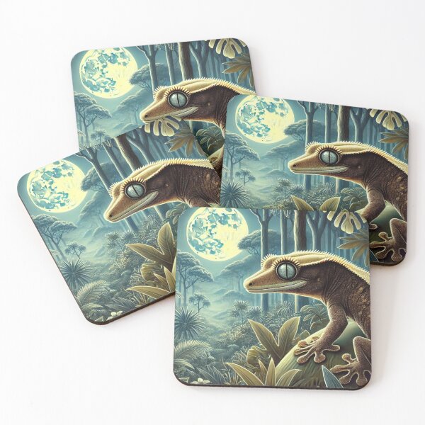 Item preview, Crested Gecko at Night: Enchanted New Caledonian Forest designed and sold by NocturnalNook.