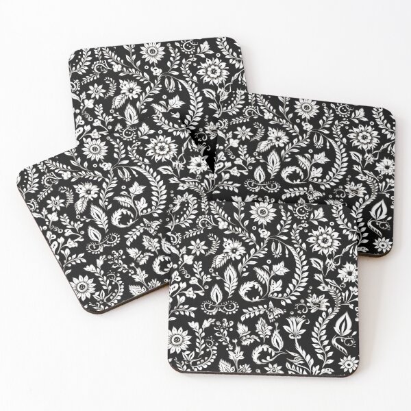 Item preview, Motivos florales intrincados en blanco y negro de Gujarat designed and sold by 21 Tulips.