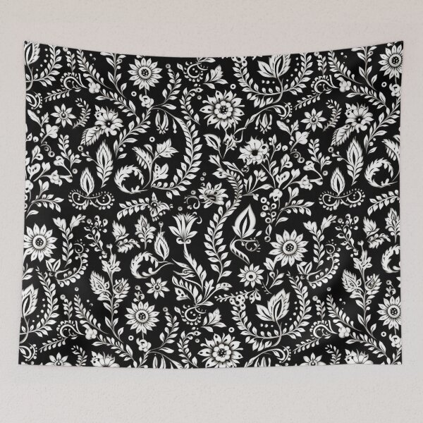 Item preview, Intricate Black and White Floral Motifs from Gujarat designed and sold by 21 Tulips.