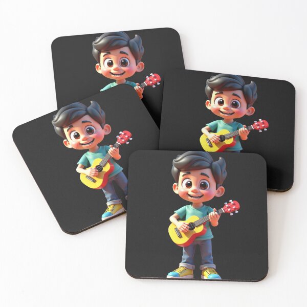Item preview, 3D Happy Kid Playing Guitar - Musical Joy designed and sold by eliteandhonor.