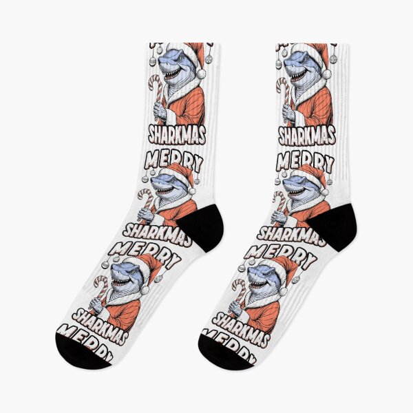 Item preview, Merry Sharkmas Funny Shark Santa Claus Candy Cane Christmas designed and sold by GrandeDuc.