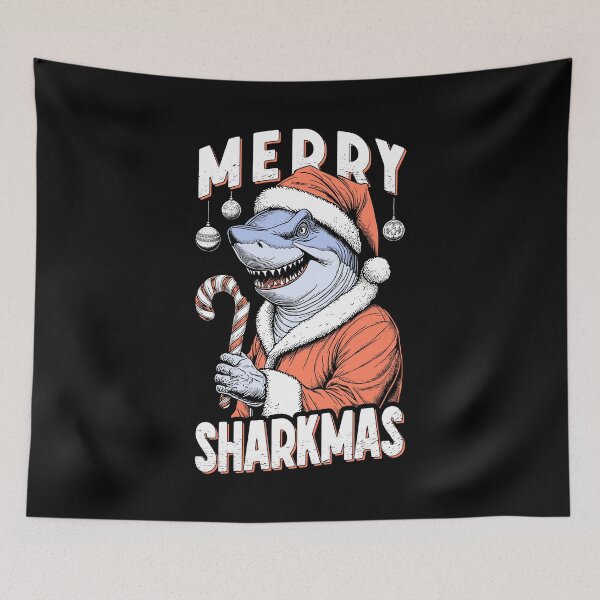 Item preview, Merry Sharkmas Funny Shark Santa Claus Candy Cane Christmas designed and sold by GrandeDuc.