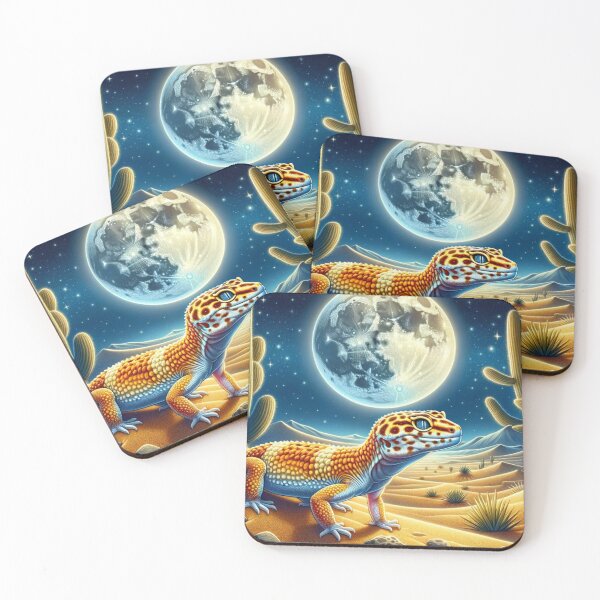 Item preview, Temper Tangerine Leopard Gecko Exploring Desert Moonlight designed and sold by NocturnalNook.