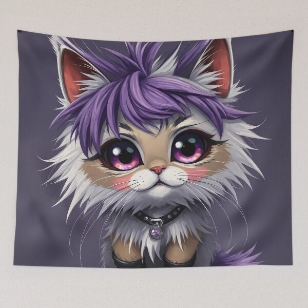 Item preview, Kitten punk with violet hair designed and sold by AnnArtshock.