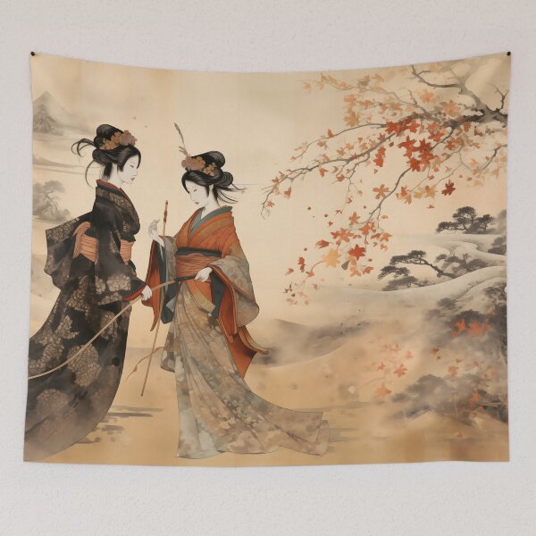 Item preview, Elegant Geishas in Autumn Splendor designed and sold by GreenInkXpress.