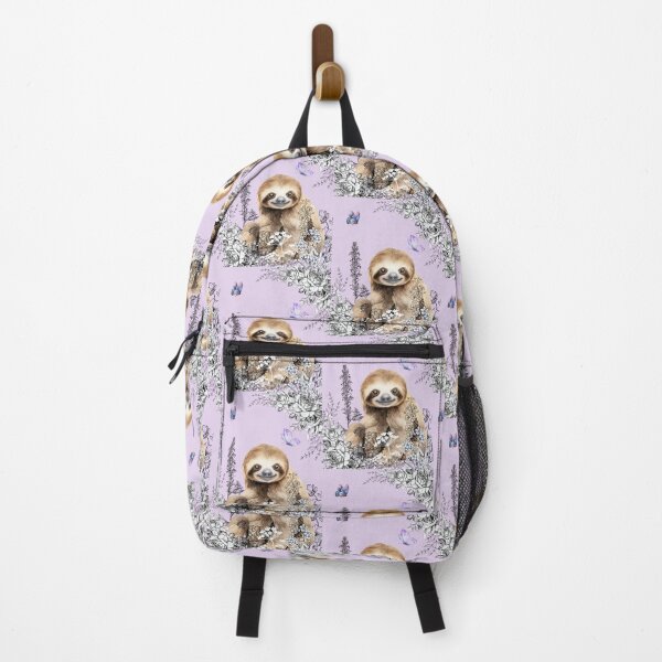 Item preview, Sloth with floral pattern purple background art designed and sold by HICmerchandise.