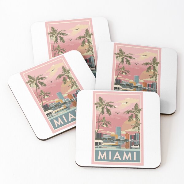 Item preview, "80s Retro Miami Beach Neon Artwork"- Miami Florida travel poster designed and sold by stickercuffs.