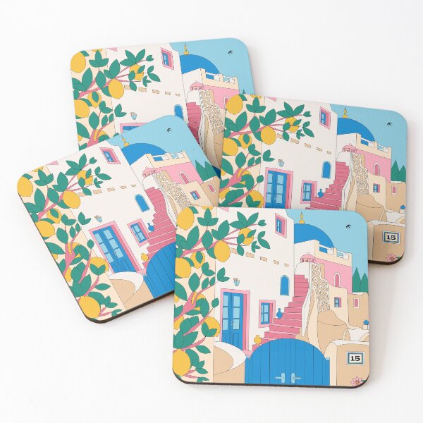 Item preview, Mediterranean Summer Travel Vacation Holiday Colorful Cute Illustration designed and sold by Gabor Estefan.
