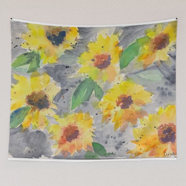 Item preview, Abstract sunflowers on a grey day designed and sold by CindyGetsArty.
