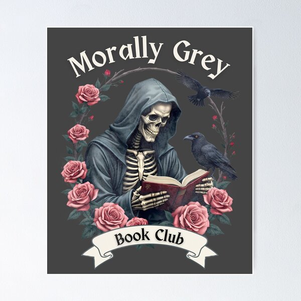 Artikelvorschau, Morally Grey Book Club Gothic Skelett und Rabe Vintage Stil entworfen und verkauft von Sarah Wainwright.