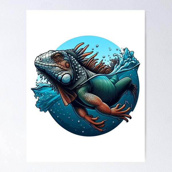 Item preview, Underwater Iguana: A Dynamic Aquatic Illustration designed and sold by Aqmean.