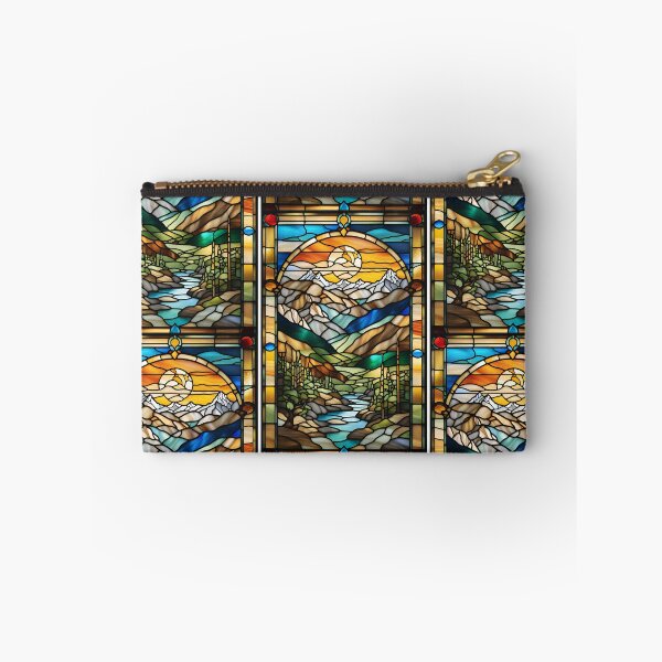 Item preview, sun overlooking mountains stained glass designed and sold by NSdesigns55.