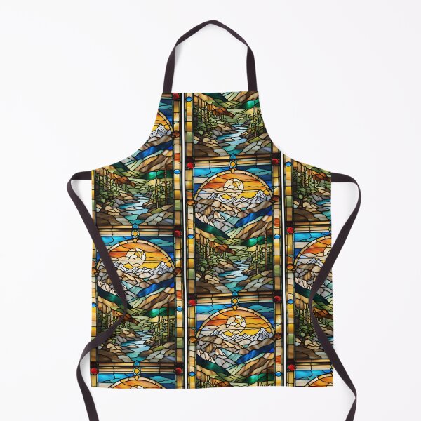 Item preview, sun overlooking mountains stained glass designed and sold by NSdesigns55.