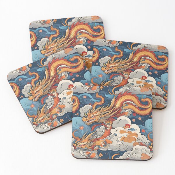 Item preview, The golden dragon swaying in the wind seamless pattern designed and sold by NarinJintana.