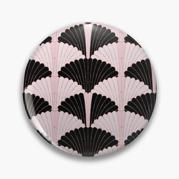 Item preview, Art Deco pattern in very light pink with black and rose gold accents designed and sold by Sandra Brezina.