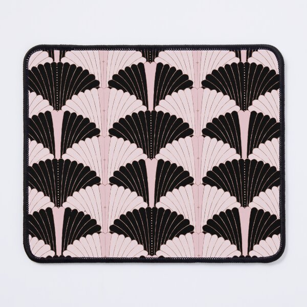 Item preview, Art Deco pattern in very light pink with black and rose gold accents designed and sold by Sandra Brezina.