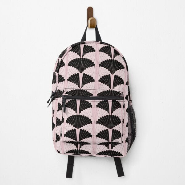 Item preview, Art Deco pattern in very light pink with black and rose gold accents designed and sold by Sandra Brezina.