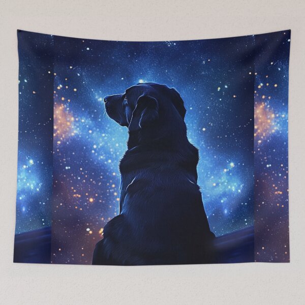 Item preview, Whimsical Black Labrador in the Cosmos - Dreamy Space Dog Art designed and sold by Rumfluff.