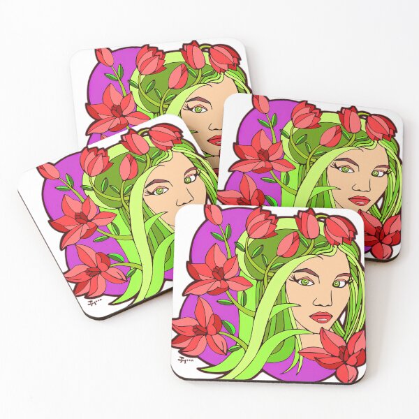 Item preview, Red Lilies and Green Girl designed and sold by antoniettakatoh.