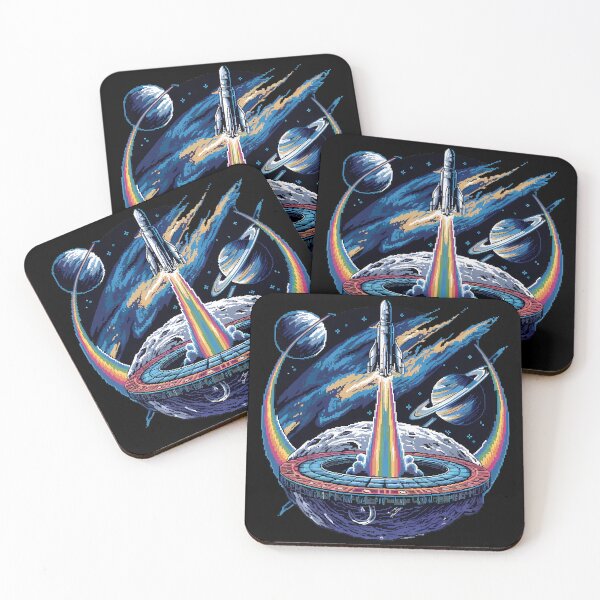 Item preview, Retro Spacecraft Launch with Rainbow Trail designed and sold by ZetaDream.