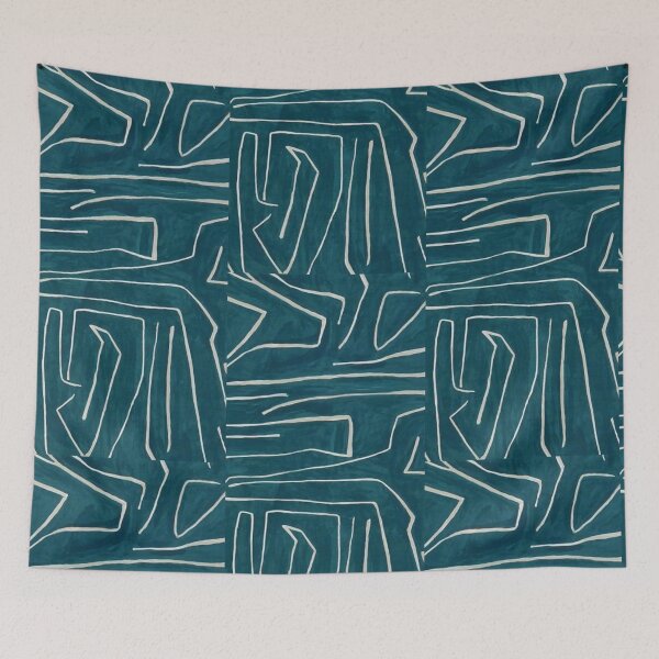Item preview, Kelly Wearstler Graffito Teal designed and sold by amineandmore.