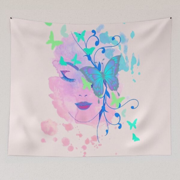 Item preview, Abstract Butterfly Lady, trippy graphic psychedelic arte abstracto designed and sold by Adri Barnard.