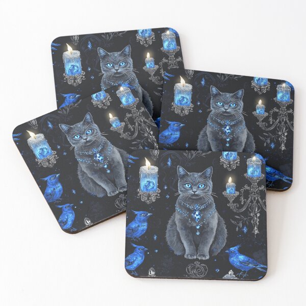 Item preview, British Shorthair Cat With Blue Birds Pattern designed and sold by Nocturne  Paws.