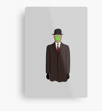 magritte gray apple Metal Print
