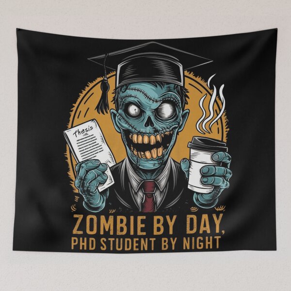 Item preview, Zombie by day, PhD student by night, funny PhD and Halloween designed and sold by NoetherSym.