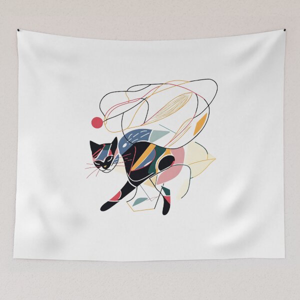 Item preview, Graphic of a playful cat chasing a ball of yarn. designed and sold by FreedomArtShop.