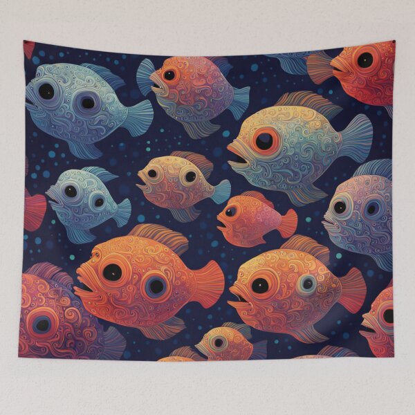 Item preview, Psychedelic Pufferfish Pattern designed and sold by BirdsnStuff.