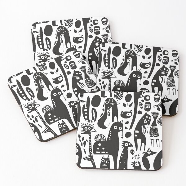 Item preview, Seamless pattern featuring quirky abstract animals in black and white. designed and sold by FreedomArtShop.