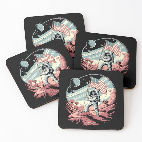 Item preview, Astronaut Planting American Flag on Alien Planet Art designed and sold by ZetaDream.