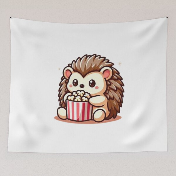 Item preview, hedgehog eating popcorn designed and sold by Eternalski.