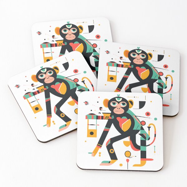 Item preview, Monkey with abstract shapes and filled lines. designed and sold by FreedomArtShop.