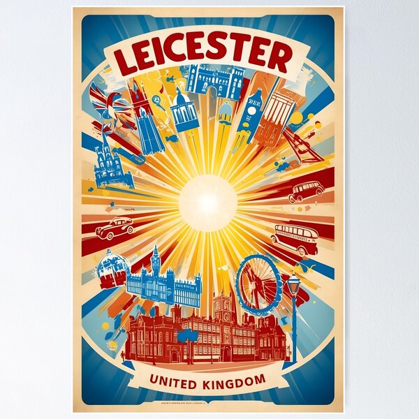 Item preview, Leicester United Kingdom Vintage Travel Tourism  designed and sold by TravelersGems.