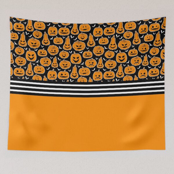 Item preview, Stylish Halloween Pumpkins and Stripes Pattern designed and sold by HotHibiscus.