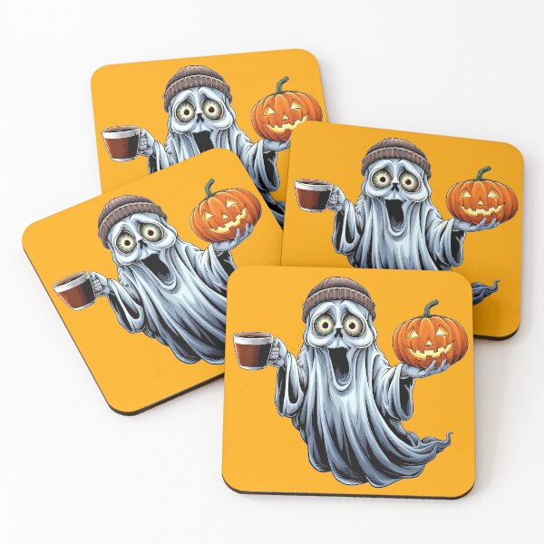 Item preview, Funny Halloween Ghost Coffee and Pumpkin Art designed and sold by ZetaDream.